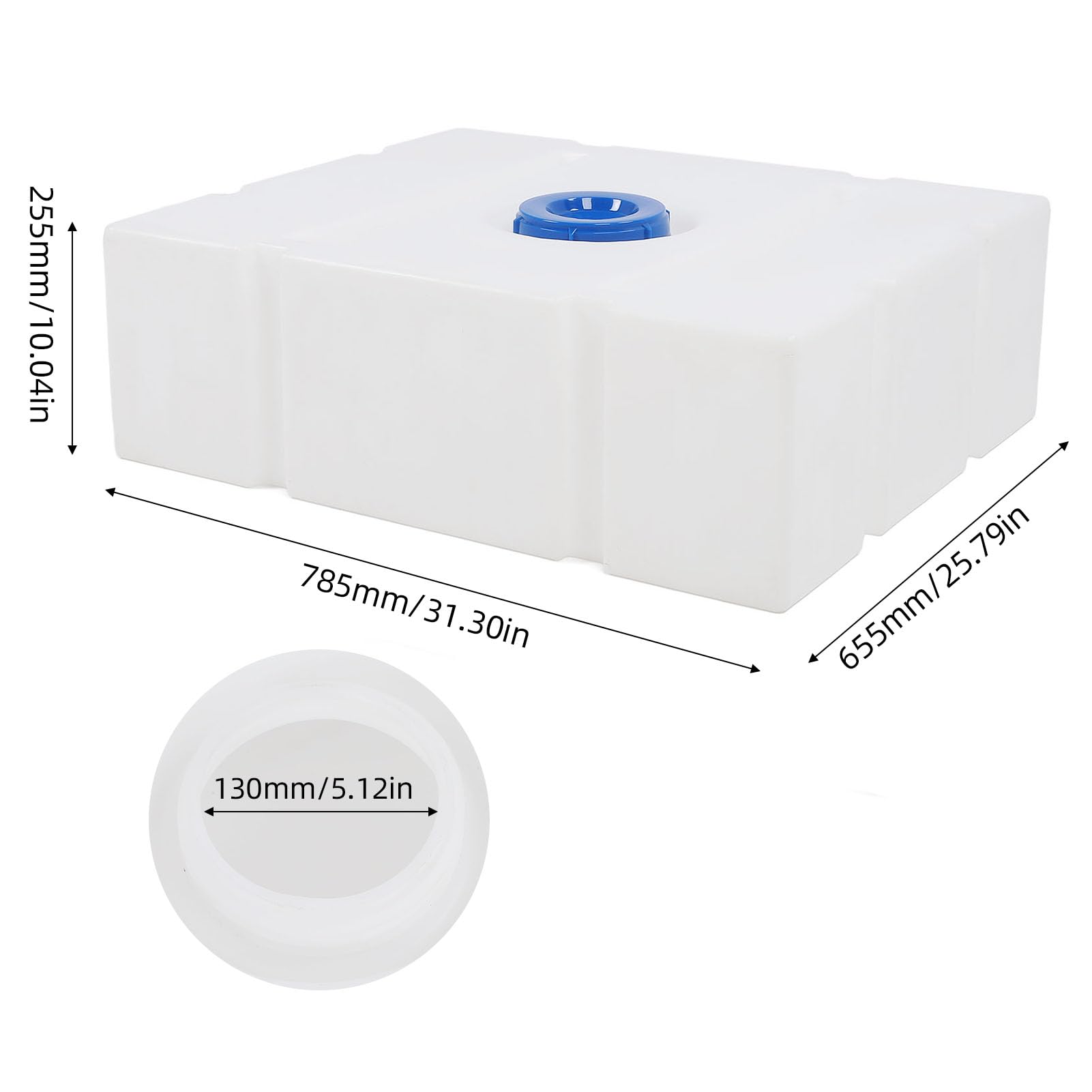 Locadenz 785 x 655 x 255 mm RV Frischwassertank, 33 Gallonen Lebensmittelqualität RV Wassertank, LLDPE Leckfestes Wasserbehältertank für Anhänger Boote Yachts