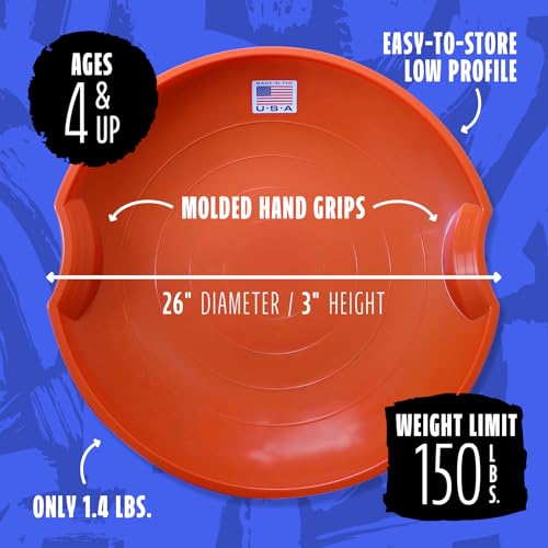 Image of Flexible Flyer 26 inch Flying Saucer Sled Multipack - Plastic Snow Sleds with Hand Grips, Heavy Duty Snow Discs for Kids, Adults, Schools, Camps & Daycares