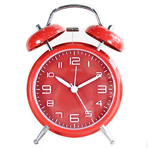 TXY Classical Twin Bell Alarm Clock for Bedroom with Stereoscopic Dial, Frosted Shell, Backlight, Extra Loud Machinical Ringtone, Battery Operated Loud Alarm Clock for Home Office (Red)