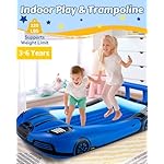 Inflatable Kids Travel Bed with Safety Bumpers, Portable Racecar Toddler Air Mattress with Electric Pump, Toddler Blow Up Mattress for Travel, Camping, Sleepovers&Vacation, Gift for Kids - Image 3