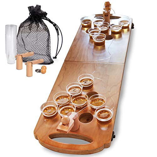 SHARPER IMAGE Mini Beer Pong Tabletop Set with Table, Cups, Balls & Carrying Case