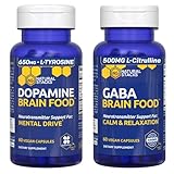 NATURAL STACKS Dopamine & GABA Brain Food Bundle - Supports Mental Drive, Calmness & Relaxation* - 120 Total Capsules