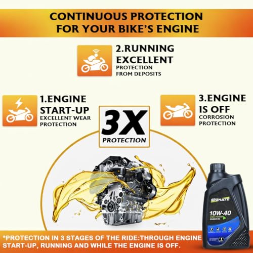 Image of Signate 10W40 Street Race Fully Synthetic Bike Engine Oil 1L, High Performance Engine Oil for Motor Cycle, Maximum Gear Protection & Efficient Performance Bike Oil, 1L