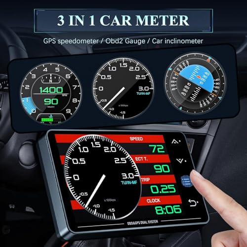 Obd2 Gauge Display, XS New 1,Heads Up Display with Vehicle Inclinometer, Multi-Function Digital Instrument Cluster with Speed, RPM for All Cars. - Image 5