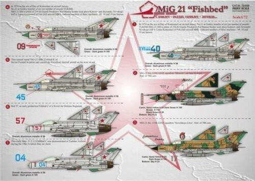 Print Scale 72-009 - 1/72 Decal for Mig-21 fishbed, Aircraft
