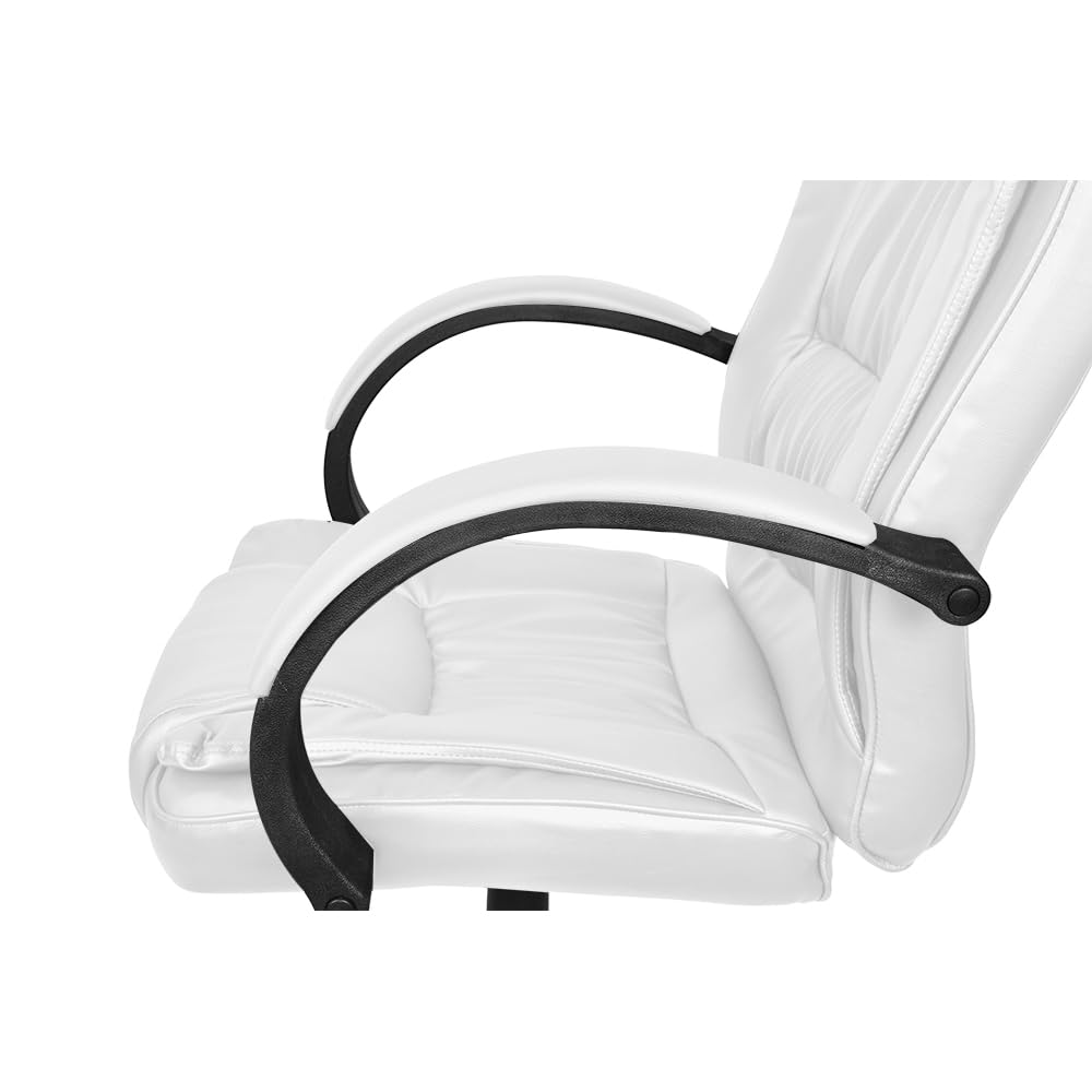Sedia girevole da ufficio, ergonomica, funzione tilt elegante, in ecopelle, colore bianco 23240