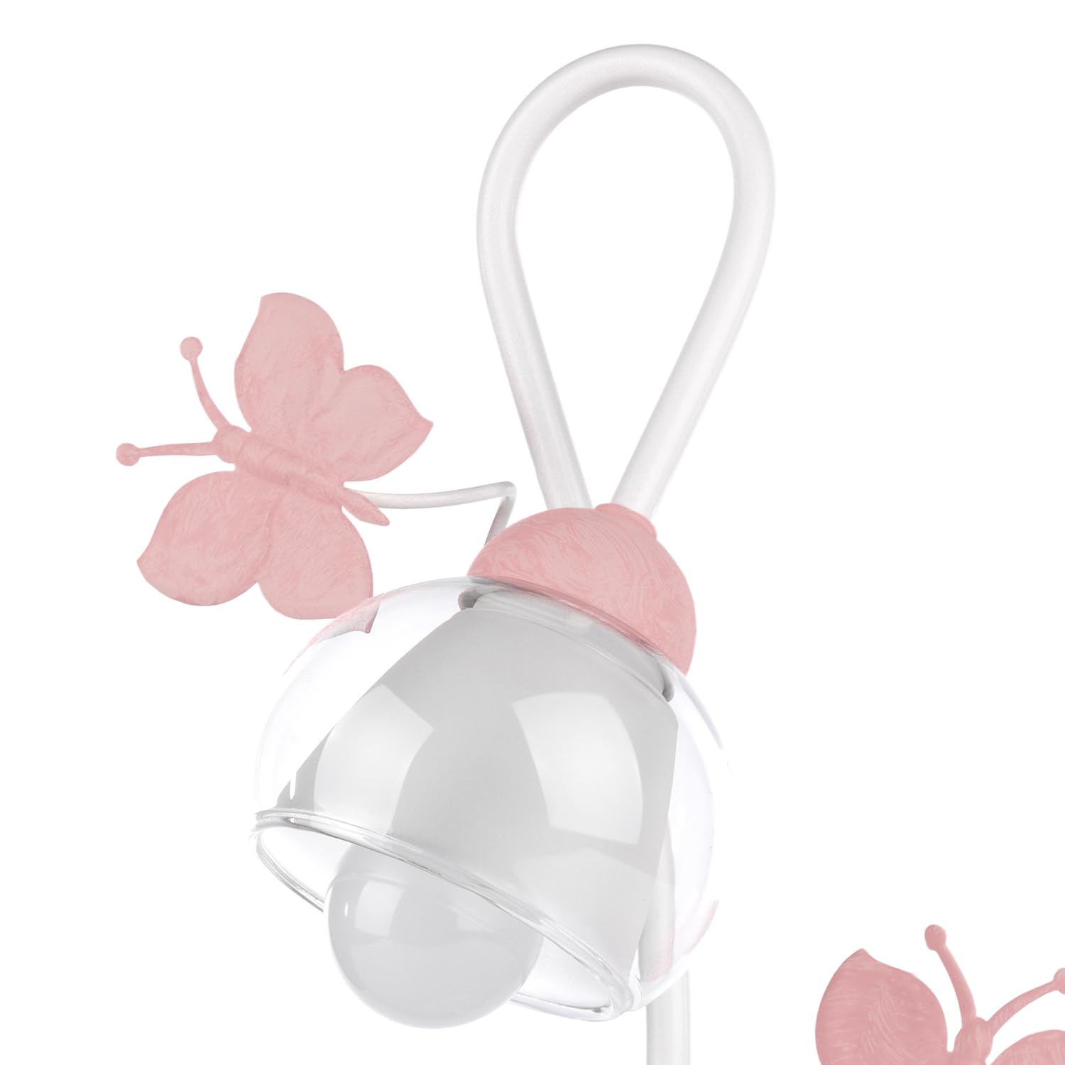 ONLI - Lampada da tavolo in metallo bianco con farfalle dipinte in Bianco/rosa