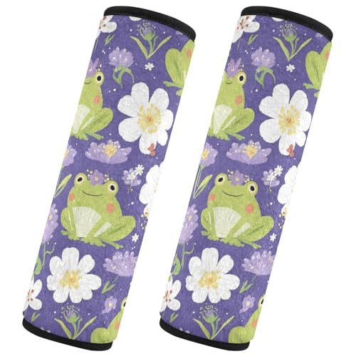Seat Belt Covers 2 Pack Frogs Flower Crowns Car Seat Strap Covers Super Soft Cute Car Seat Neck Cover for Boys Girls Adults Babies S