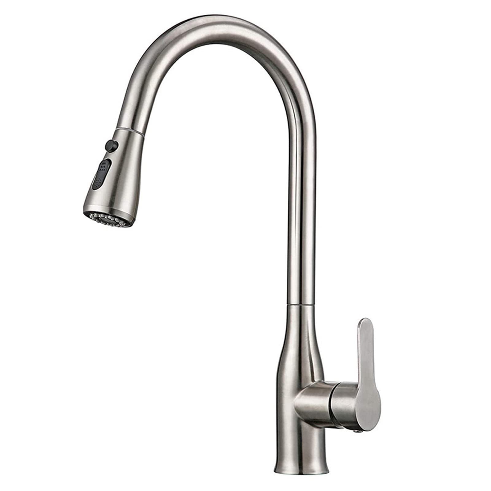 SnamicE Kitchen Stainless Steel Kitchen Sink Faucet with Pull Down Sprayer, 360° Swivel Single Handle Hot and Cold Mixer Tap, Fruit and Vegetable Washing Brushed Nickel,