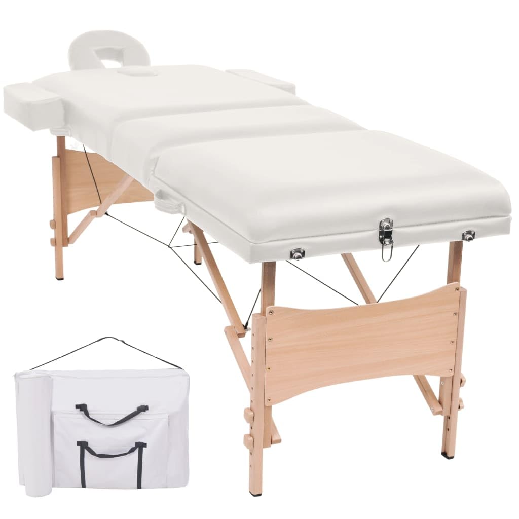 Massageliege 3-Zonen klappbar höhenverstellbar mit Holzgestell und Tragetasche für Praxis Studio Wellness Spa Therapieliege Kosmetikliege Tattooliege