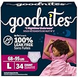 Goodnites Girls' Nighttime Bedwetting Underwear, Size Large (68-95 lbs), 34 Ct, Packaging May Vary
