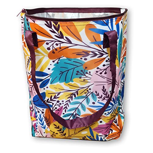 PromotionGift - Reusable Foldable Cooler, Shopping, Beach Bag Light and Durable, with Inner Aluminium Lining for Perfect Cooling Function - 25L, vibrant jungle, 41x14x44 cm