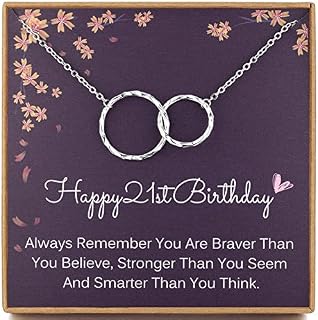 MADAOGO 21st Birthday Necklace for Girls, Sterling Silver Infinity Necklace, Birthday Gifts for 21st Women, Birthday Gift Idea for Daughter, Granddaughter, Friend