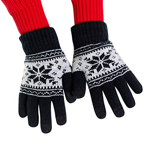 VENI MASEE Guantes de invierno para niños con pantalla táctil, guantes para clima frío Negro Negro nevado. Gratis