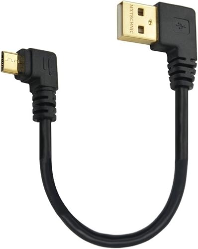 Cable de datos micro USB de 5.9 pulgadas, 90 grados, ángulo izquierdo, USB 2.0 A macho a Micro B, ángulo izquierdo e izquierdo para sincronizar