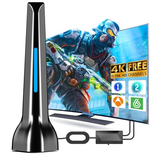 Antena De TV Interior 36 DBi - Alcance 200 Km, Amplificada, Compatible Con 4K Y DVB-T2, Para Señal Digital