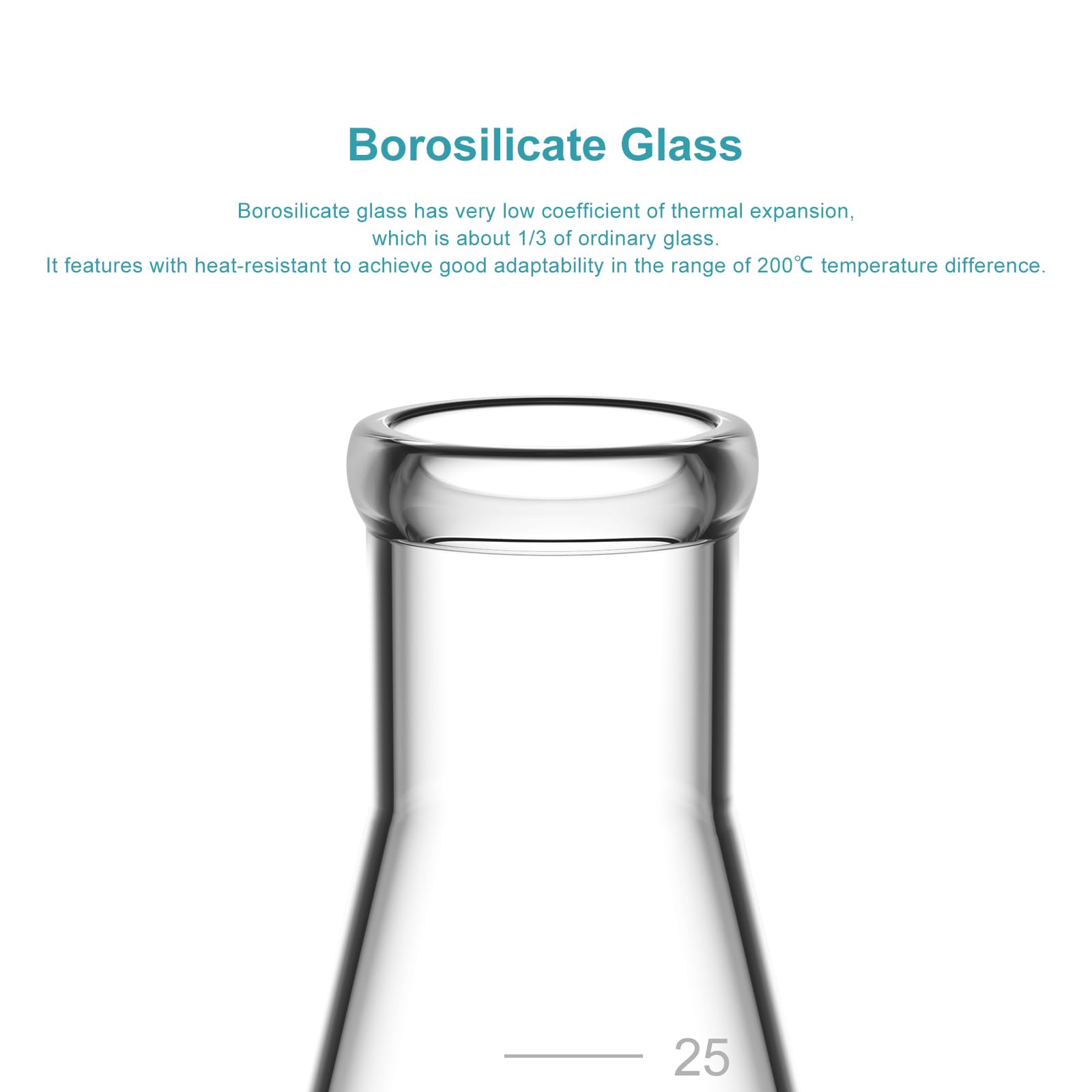 StonyLab 2 Pezzi Boccette di Erlenmeyer a Bocca Stretta 25ml con Bordo Resistente Narrow Mouth Erlenmeyer Flasks - 25ml