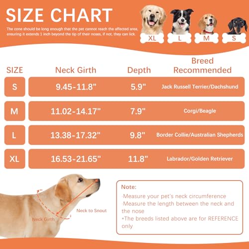 Image of ASENKU Dog Cone Collar, Soft Adjustable Cone for Dogs to Stop Licking, Lightweight Recovery Dog Cone After Surgery, Pet E-Collar for Small, Medium & Large Dogs(Orange, S)