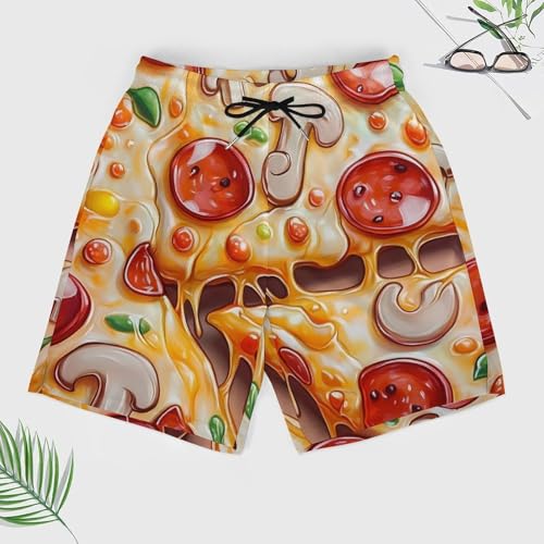 Pizza Printed Mens Swim Trunks Quick Dry Beach Board Shorts with Pockets4