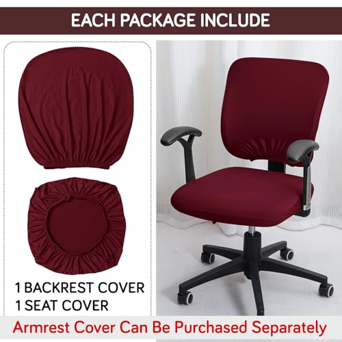 Image of HOKIPO Office Chair Cover for Task Chair - 140 GSM Stretchable Fabric - Anti-Slip & Washable - Fits Small Office Chairs Without Headrest, Maroon (AR-6203-MRN)
