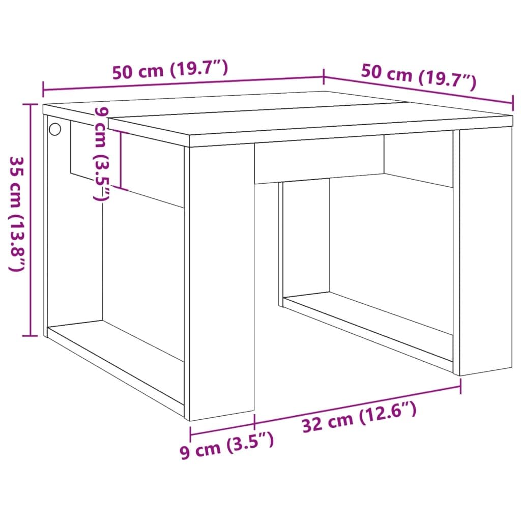 Table d appoint chêne artisanal 50x50x35 cm bois d ingénierie