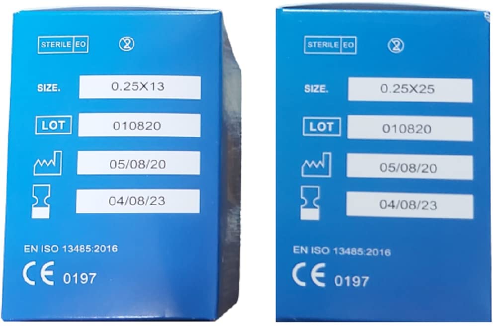 Dry Needles Handheld Massager Whole_Body Physiotherapy Acupuncture Combo Pack of 2 (Size 0.25x13, 0.25x25) Each Box 100 Needles, White