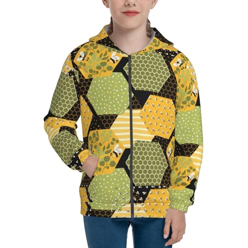Bee honey Kid Hoodies Boys Zip Up Sweatshirts Girls Pullover with Pocket3