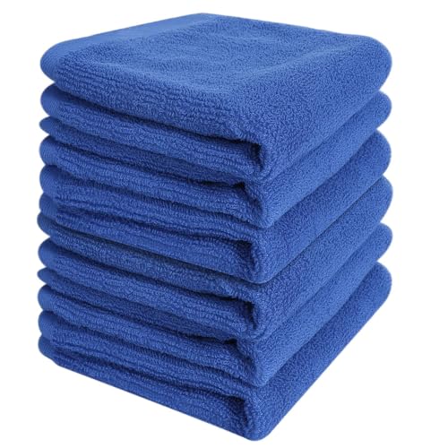 Keith Lun 6 Pack 100% Cotton Wash Cloth 12x12Inch Highly Absorbent and Soft Feel Fingertip Towels Machine Washable Washcloths for Bathroom Gym Hotel Spa and Kitchen Blue