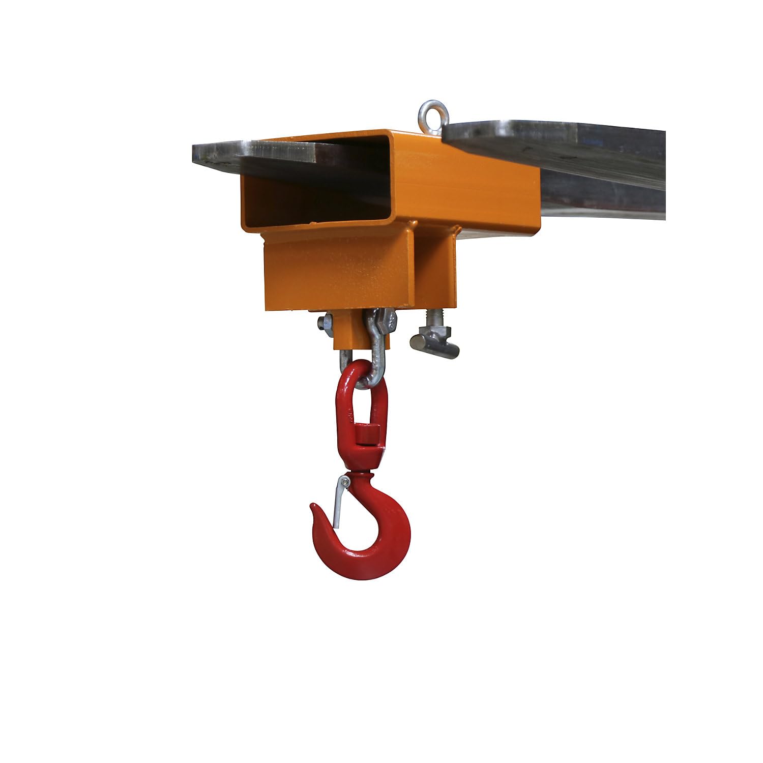 kaiserkraft | Gancio di carico per 1 rebbio | portata 2,5 t | verniciato | arancione RAL 2000