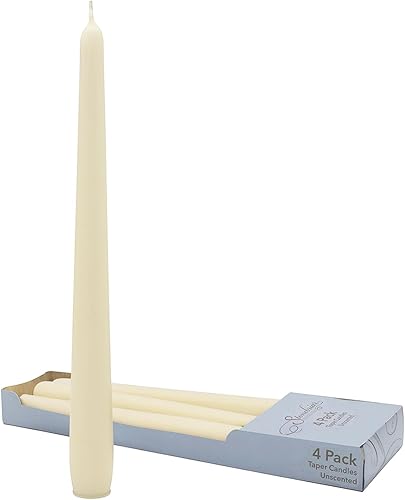 Stonebriar Velas cónicas altas de 10" color marfil sin perfume, paquete de 4