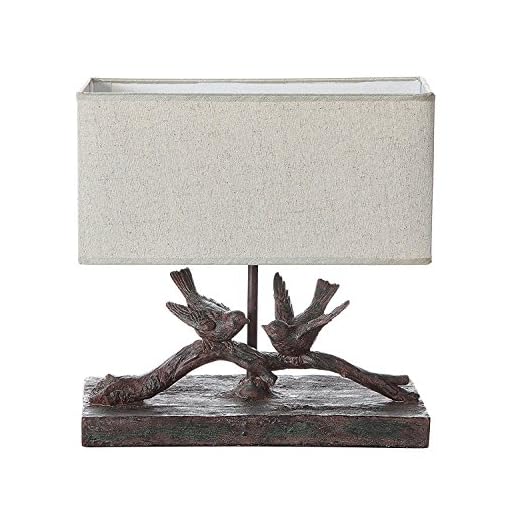 Creative Co-Op DE7675 Rustic Bird Lamp with Rectangle Shade 12.5" Length by 12" Height