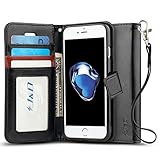 J&D Case Compatible for iPhone 8 / iPhone 7 Case, [Wallet Stand] [Slim Fit] Heavy Duty Protective Shock Resistant Flip Cover Wallet Case for Apple iPhone 8, Apple iPhone 7 Wallet Case - Black