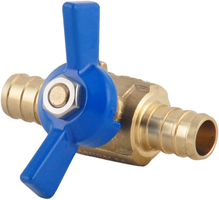 LD- 1/2" PEX Brass Ball Valve, LF Brass PEX Shut off Ball Valve with Red & Blue T Handle, Pex Barb Water Valve with cUPC Certified for Cold and Hot water -LD Brand(6-Pack)