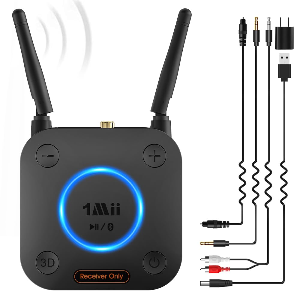 Photo 1 of [Upgraded] 1Mii B06Pro Long Range Bluetooth Receiver, HiFi Wireless Audio Adapter, Bluetooth 5.3 Receiver with 3D Surround aptX HD Low Latency Optical RCA AUX 3.5mm Coaxial for Home Stereo System