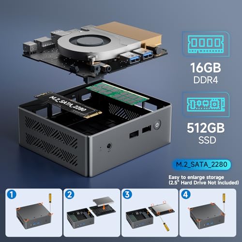 Image of Bmax B4 Pro Mini PC Intel N97(up to 3.6GHz) 16GB DDR4 /512GB SSD Micro Computer 4K Dual Screen Display WiFi5 /Dual HDMI /BT4.2