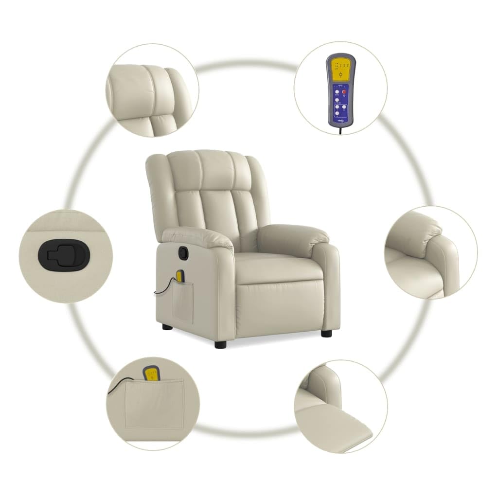 Festnight Sedile Massaggiante Poltrone Relax Poltrone Massaggianti Poltrona Relax Massaggiante Sedia Massaggiante Poltrona da Massaggiante Reclinabile Crema Similpelle