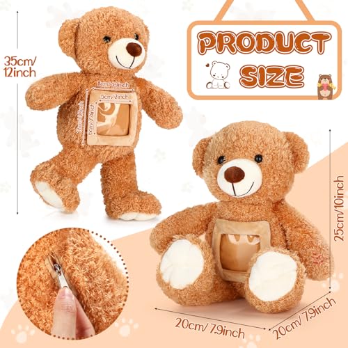 Liliful 12 Inch Bear Stuffed Animal with Voice Recorder Frame, Light Brown by Liliful - Used condition - Image 2