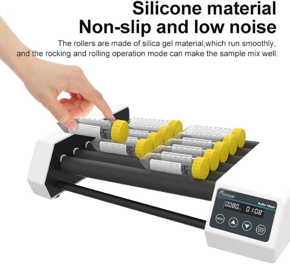 Tube Roller Mixer, Digital Multi-Tube Blood Mixer with 6 Rollers, Adjustable Speed at 20-80rpm for Labs and Classrooms