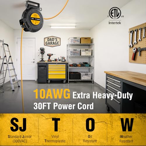 SURAIELEC 30FT Retractable Extension Cord Reel, 10AWG, 20A, ETL Listed by SURAIELEC - Used condition - Image 3