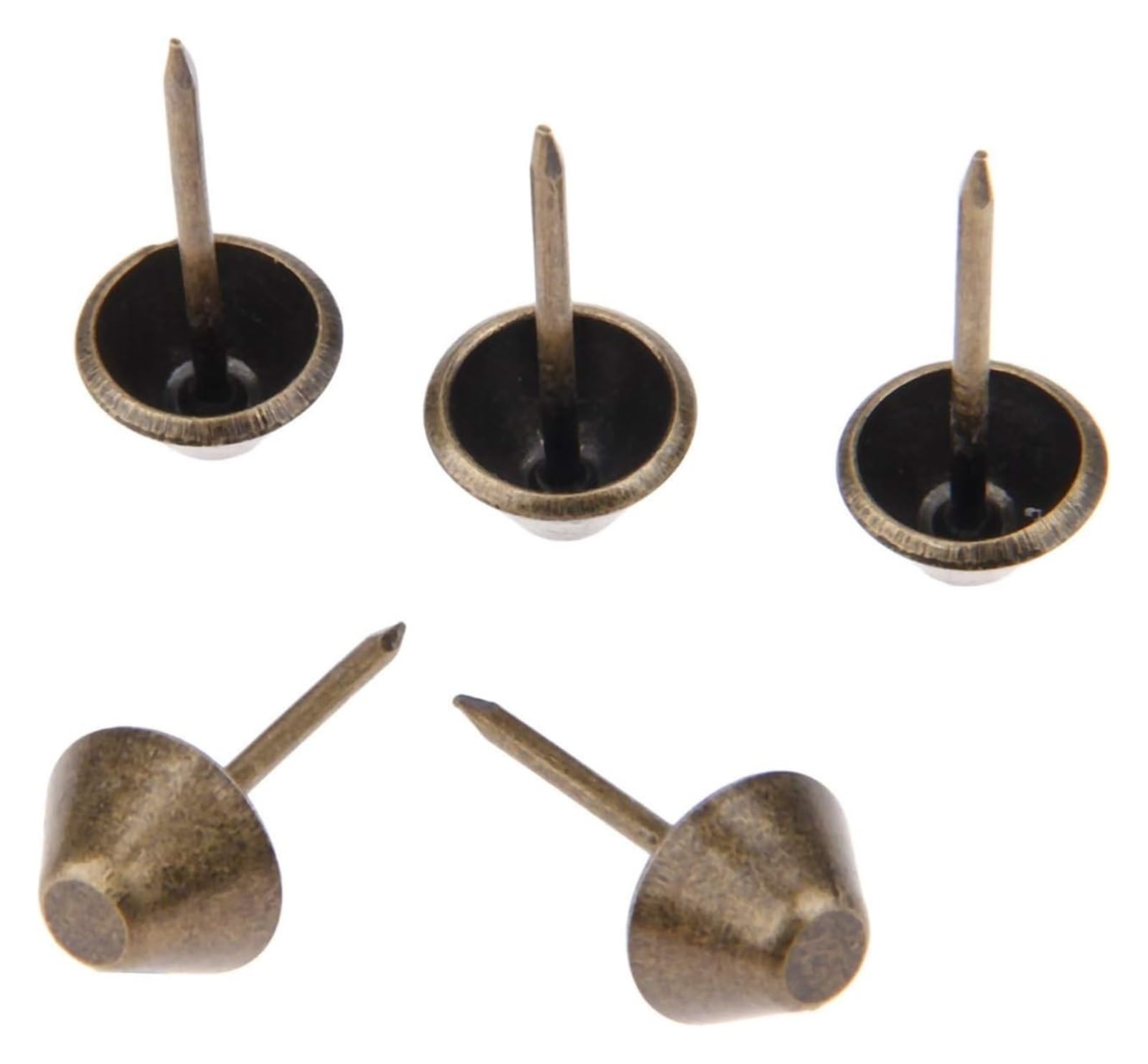 Punaises à Dessin, 100 punaises de canapé Plates en Fer Bronze Antique, Panier de boîte à Bijoux Vintage 11 mm 25 mm, matériel for la Maison, Attaches habituelles et Pratiques