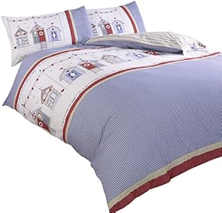Double Duvet Cover Set Summer Seaside Beach Huts