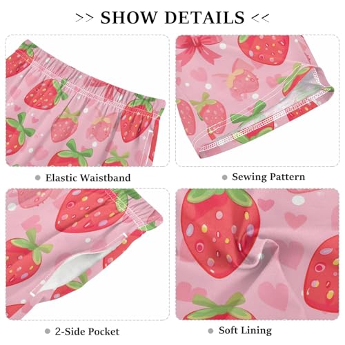 Pink Strawberry A Short Pajama Pants Bottoms Soft Sleepwear with Pockets3