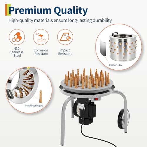 Image of Chicken Plucker Machine, 20 inch Drum Stainless Steel Poultry Plucker