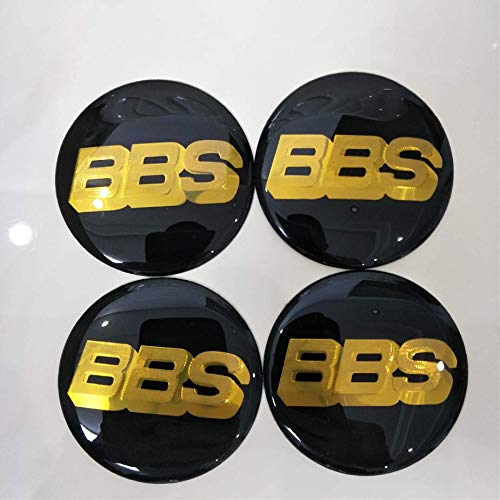 New 4Pcs (Sticker Only) 70mm 3D Logo BBS Black/Gold Wheel Centre Caps
