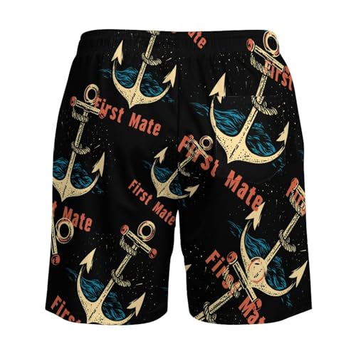 First Mate Anchors Mens Swim Trunks with Quick-Drying Lining Beach Shorts for Outdoor Sports4