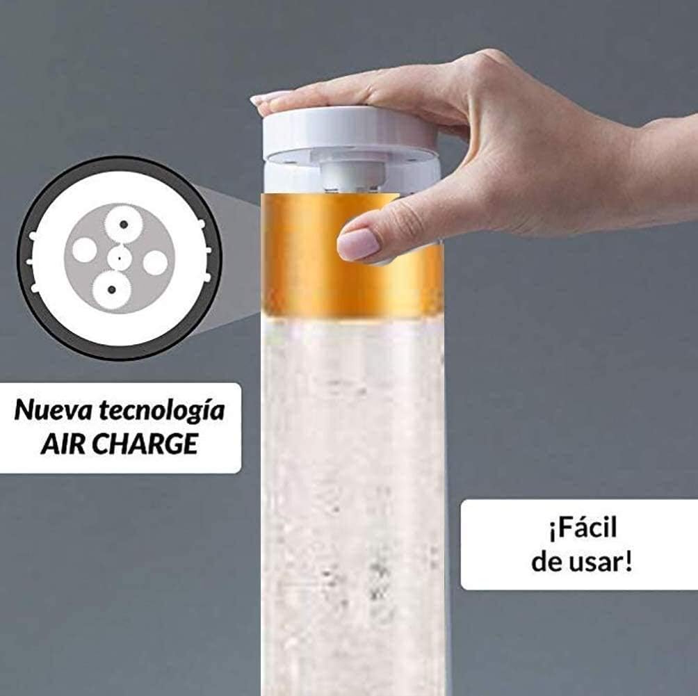 Sparkling Water Maker - Premium Carbonation Machine with One 1 Litre BPA Free Bottles - Large Diameter Design Home Soda Maker Kit and 0 Calories Fruit Drops Flavors Use Standard Gas Cylinder (not
