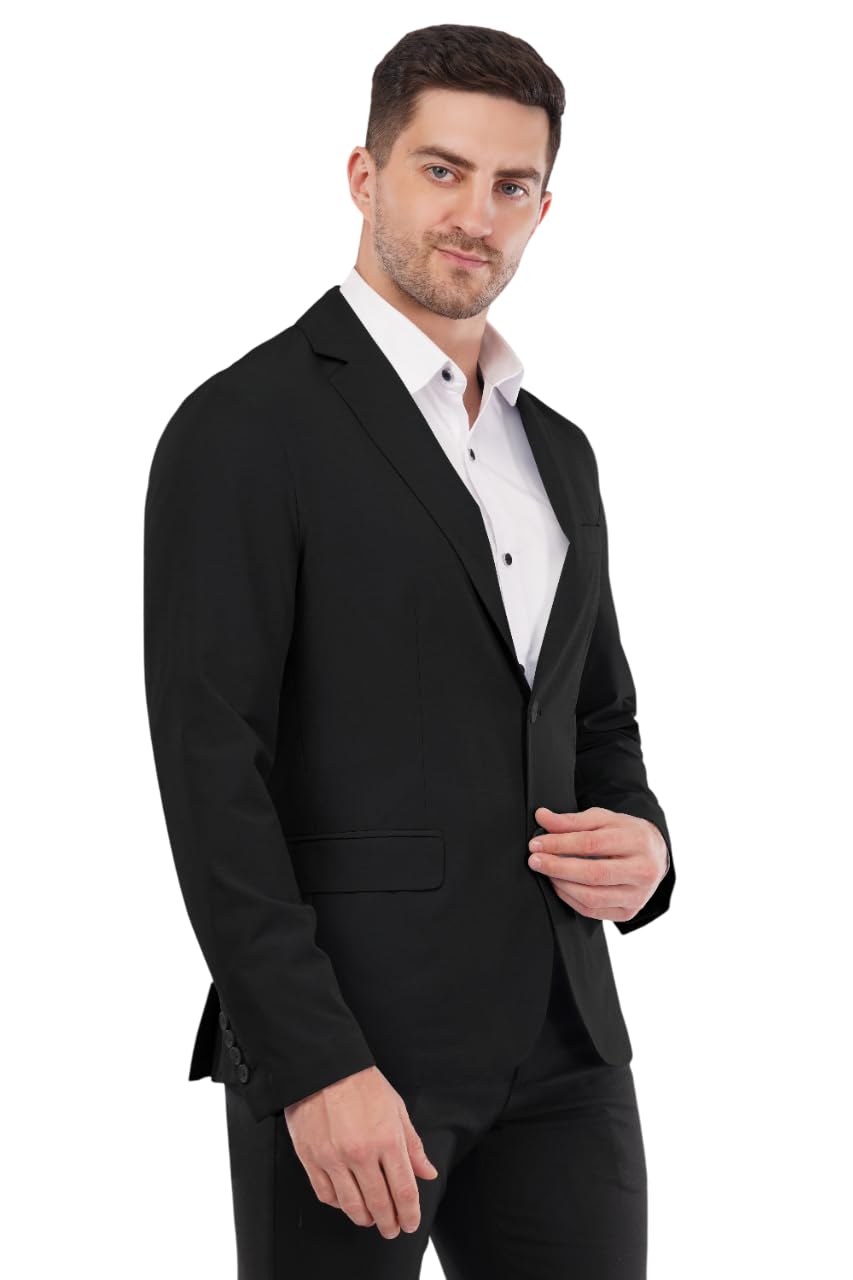 SaintX Men’s Tailored Unlined Blazer | Layering Coat, Drapes & Feels Like an Overshirt | Designed for Summers | Breathable 4-Way High Stretch Knit Fabric for All Day Comfort | Slim Fit