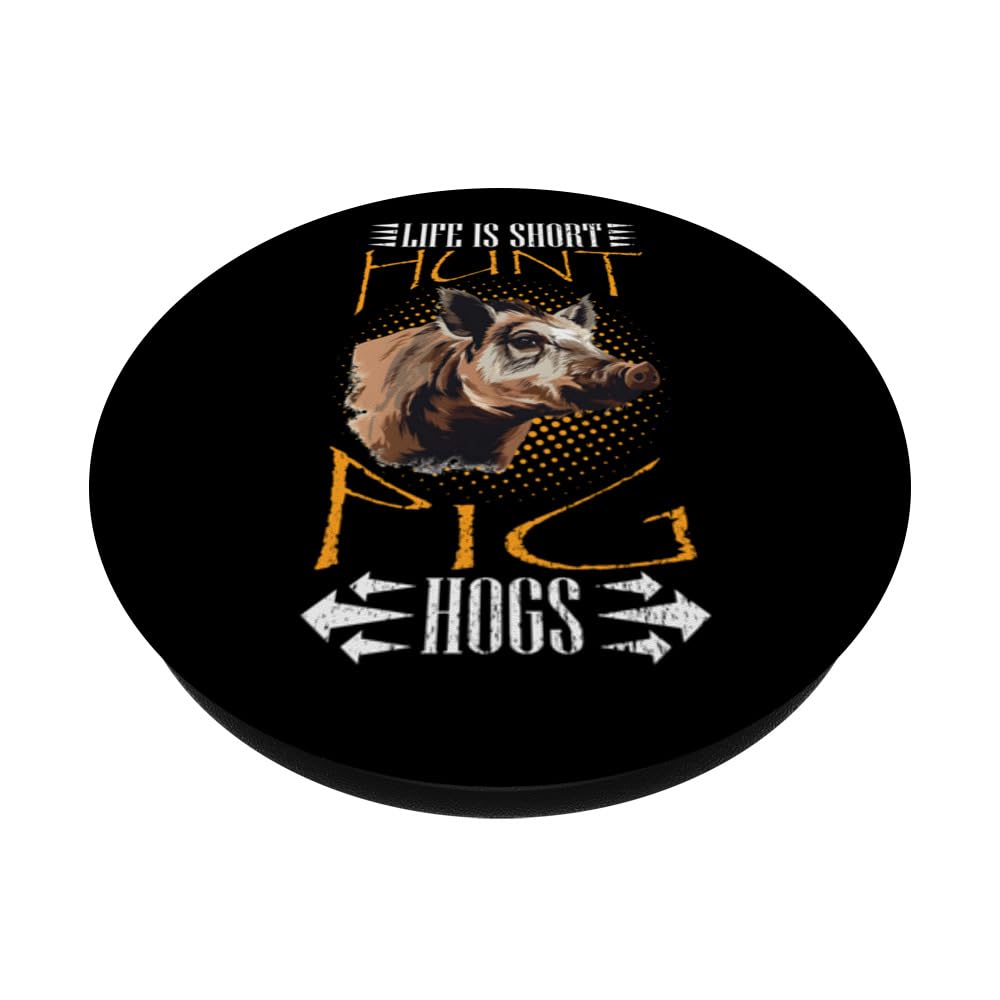 Hog Hunting Quote for Hog Assassin and Pig Hunting PopSockets Swappable PopGrip, Black - Image 2