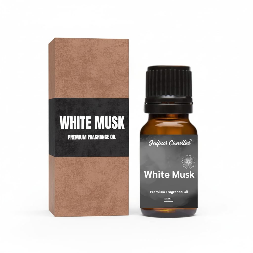 Jaipur Candles Fragrance Oil | 15 ml | Aroma Oil for Home Fragrance | Best for Aromatherapy | Use in Diffusers, Candles, Air Fresheners (15ML, White Musk)