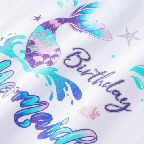 Birthday Girls Toddler Shirt Cotton Mermaid Birthday Short Sleeve Tees Girls Birthday Outfit for 3rd 4th 5th2